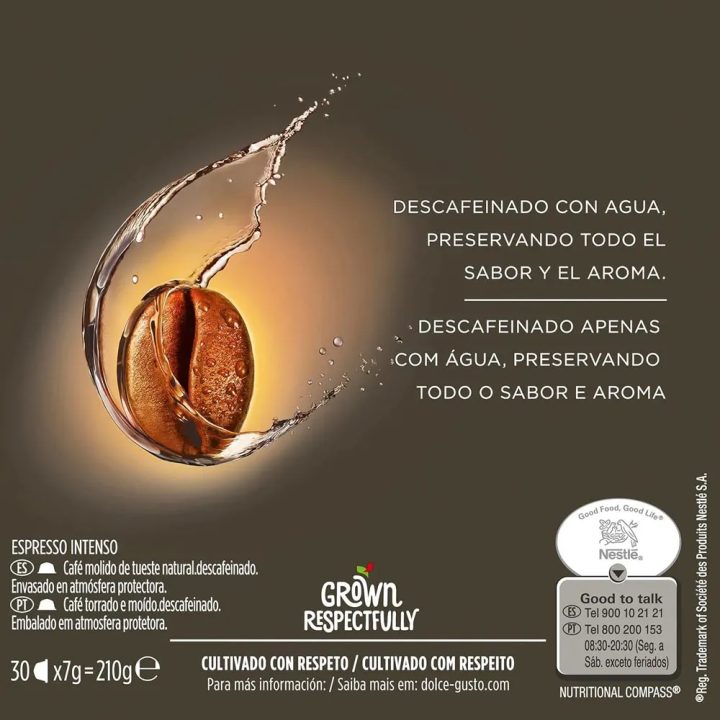 Ingredientes Descafeinado Espresso Intenso Magnum 30 cápsulas Dolce Gusto