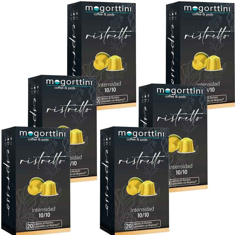 120 cápsulas Ristretto Mogorttini. Compatibles con Nespresso, en aluminio 120 cápsulas Ristretto Mogorttini. Compatibles con Nespresso, en aluminio