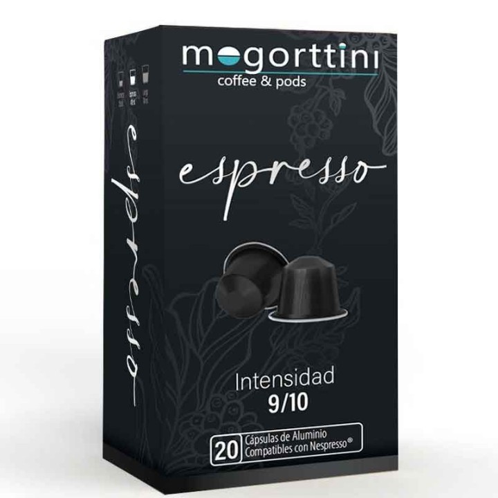 Espresso Mogorttini, caja 20 cápsulas. Compatibles con Nespresso.