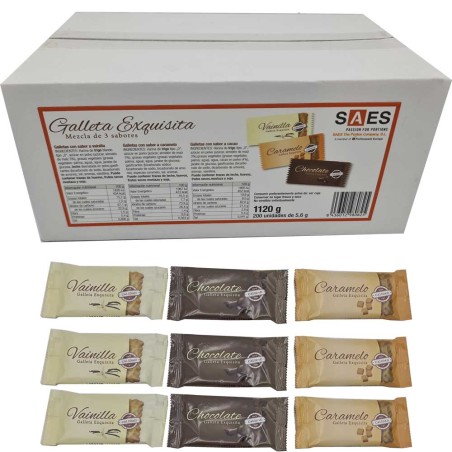 Galletas exquisita mezcla de 3 sabores 200 unidades de 5,6 gr