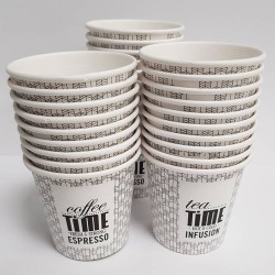 50 Vasos de papel de un solo uso - 100cc 4 onzas | Coffee Time